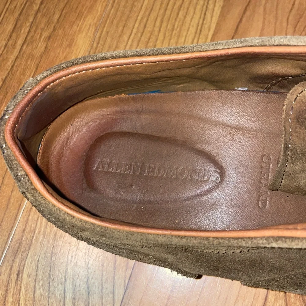 Allen Edmonds Men's Strand Cap Toe Olive Suede Oxford Sneaker Size 8